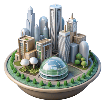 dramatic abstract Future Architecture Eco City Transparent Background authentic png