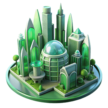 wonderful artistic Future Architecture Green City Transparent Background original png