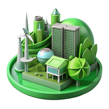 dramatic abstract Future Architecture Visualization Cutout with Innovative Green Technology premium png