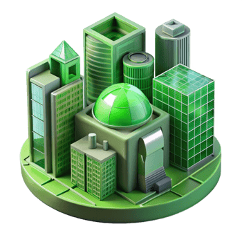 impressive traditional Future Architecture Visualization Cutout with Innovative Green Technology original png