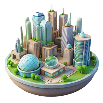 beautiful rustic Future City Biophilic Architecture Transparent Background original png