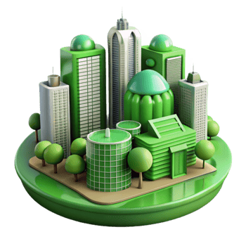 extraordinary creative Future City Illustration Isolated with Green Building Design high resolution png