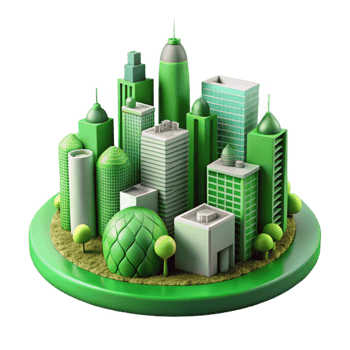 beautiful contemporary Future City Illustration Isolated with Green Building Design genuine png