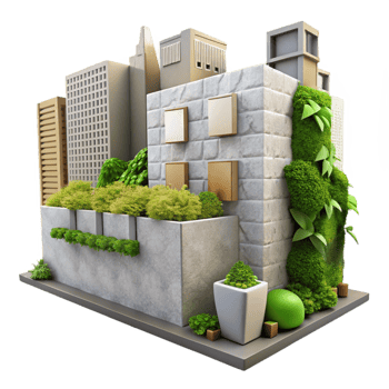 vibrant rustic Future City Living Wall Cutout professional png