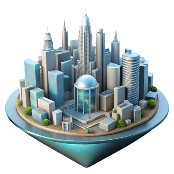 magnificent classic Future Cityscape Visualization Transparent Background with Realistic Rendering professional png