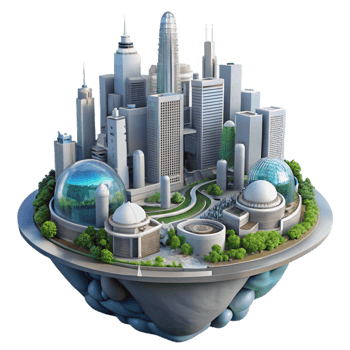 magnificent rustic Future City Sustainable Design Transparent Background high quality png