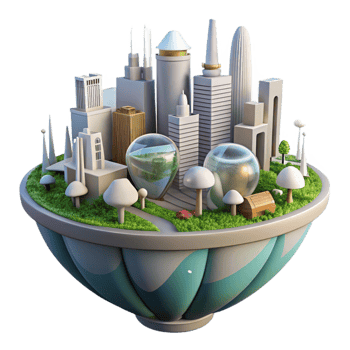 vibrant minimalist Future City Sustainable Design Transparent Background professional png