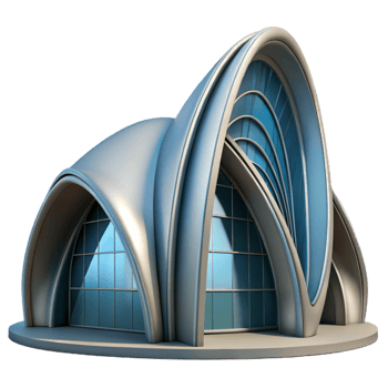 extraordinary classic Futuristic Architecture with Curved Lines Transparent Background authentic png