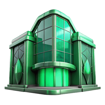 stunning artistic Futuristic Building Facade with Green Glass Transparent Background original png
