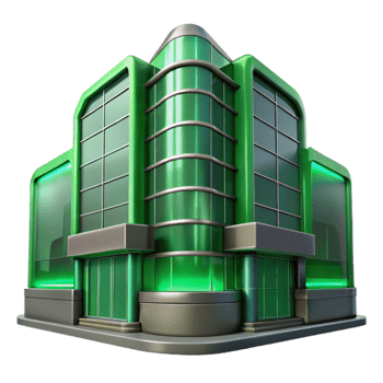 stunning artistic Futuristic Building Facade with Green Glass Transparent Background high resolution png