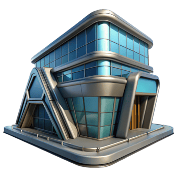 elegant rustic Futuristic Building Cutout with Angled Perspective high resolution png
