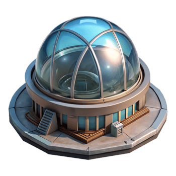 serene minimalist Futuristic Building with Glass Dome Transparent exclusive png
