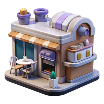 vibrant abstract Futuristic Cafe with Food Printers Cutout premium png