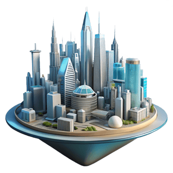 dramatic rustic Futuristic Cityscape Panorama Isolated png