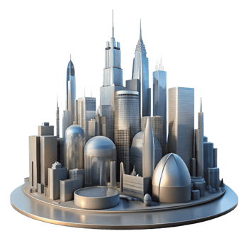 serene abstract Futuristic Cityscape Silhouette Transparent Background png