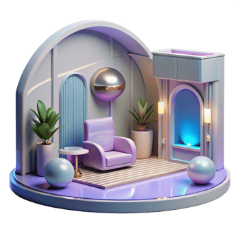 serene minimalist Futuristic Interior Design with Minimalist Aesthetic Isolated high quality png