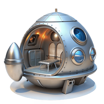 impressive creative Futuristic Interior Spacecraft Silver Cutout png