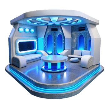 wonderful creative Futuristic Interior with White Walls and Blue Lighting Transparent Background original png