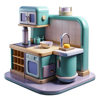 magnificent classic Futuristic Kitchen with Food Printer Cutout detailed png