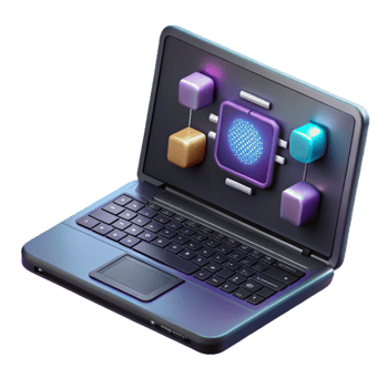 impressive minimalist Futuristic Laptop Displaying Ai Interface Dark Theme Transparent authentic png