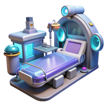 serene vintage Futuristic Nanotech Treatment Room Transparent Background png