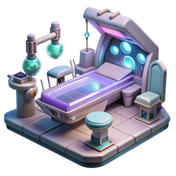 serene vintage Futuristic Nanotech Treatment Room Transparent Background premium png