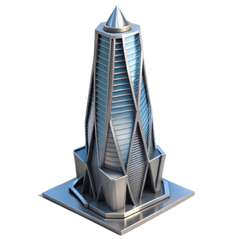 extraordinary rustic Futuristic Skyscraper Angled View Transparent high resolution png