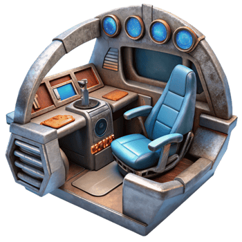 impressive classic Futuristic Spaceship Cockpit Interior Isolated detailed png