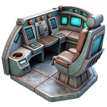 serene traditional Futuristic Spaceship Cockpit Interior Isolated authentic png