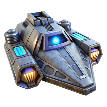 dramatic abstract Futuristic Spaceship Exterior with Engine Glow Isolated high resolution png