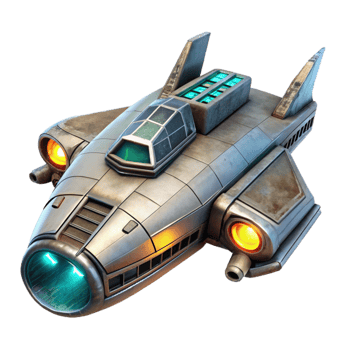 extraordinary traditional Futuristic Spaceship Isolated with Engine Glow authentic png