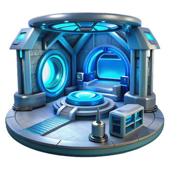 beautiful classic Futuristic Teleportation Room Blue Interior Transparent Background exclusive png