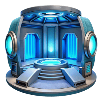 elegant artistic Futuristic Teleportation Room Blue Interior Transparent Background high resolution png