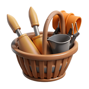 stunning classic Gardening Tools in a Row Cutout high resolution png