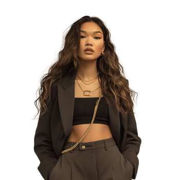 Urban style woman in crop top look png