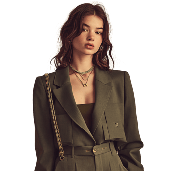 Womans outfit with crop top and loose pants png