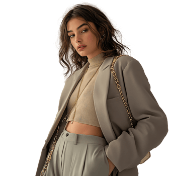 Cropped top fashion on woman in pants png