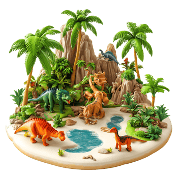 Dinosaur Island With Palm Trees Transparent Background png