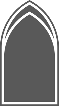 Church window with arc frame and stained glass. Cathedral gothic architecture shape. Silhouette of medieval castle door. Classic catholic interior decoration png