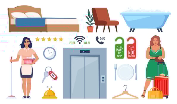 Hotel and Hospitality icon set. Restaurant and hotel service. illustration. vector