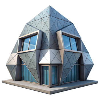 dramatic creative Geometric Building with Angular Design authentic png