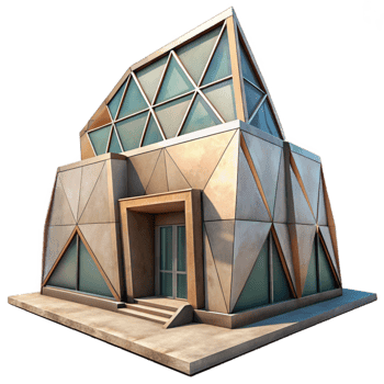 serene modern Geometric Building with Angular Design png