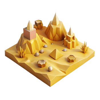 extraordinary rustic Geometric Desert Landscape Isolated with Yellow Tint original png