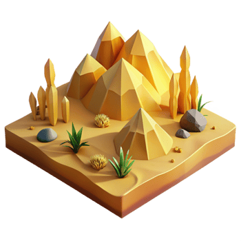 stunning abstract Geometric Desert Landscape Isolated with Yellow Tint premium png