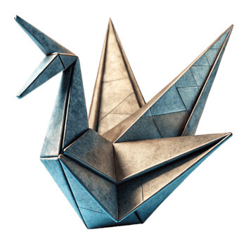 elegant vintage Geometric Origami Crane Folded Paper Cutout authentic png