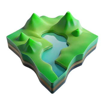 stunning artistic Geometric River Delta Isolated with Green Gradient detailed png
