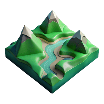 extraordinary minimalist Geometric River Delta Isolated with Green Gradient original png