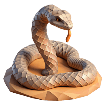 dramatic artistic Geometric Snake in Digital Desert Isolated high quality png