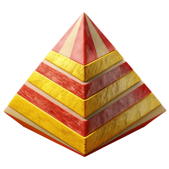 elegant classic Geometric Vr Pyramid with Red and Yellow Stripes Isolated genuine png