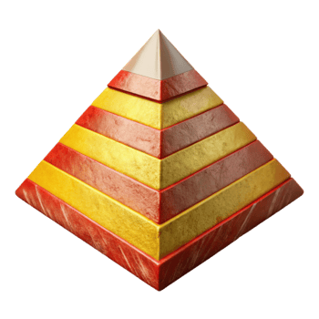 magnificent classic Geometric Vr Pyramid with Red and Yellow Stripes Isolated authentic png